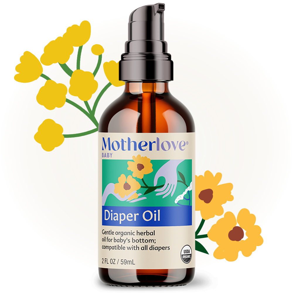 Motherlove Organic Diaper Oil - Gentle Vegan Herbal Protection for Baby's Delicate Skin