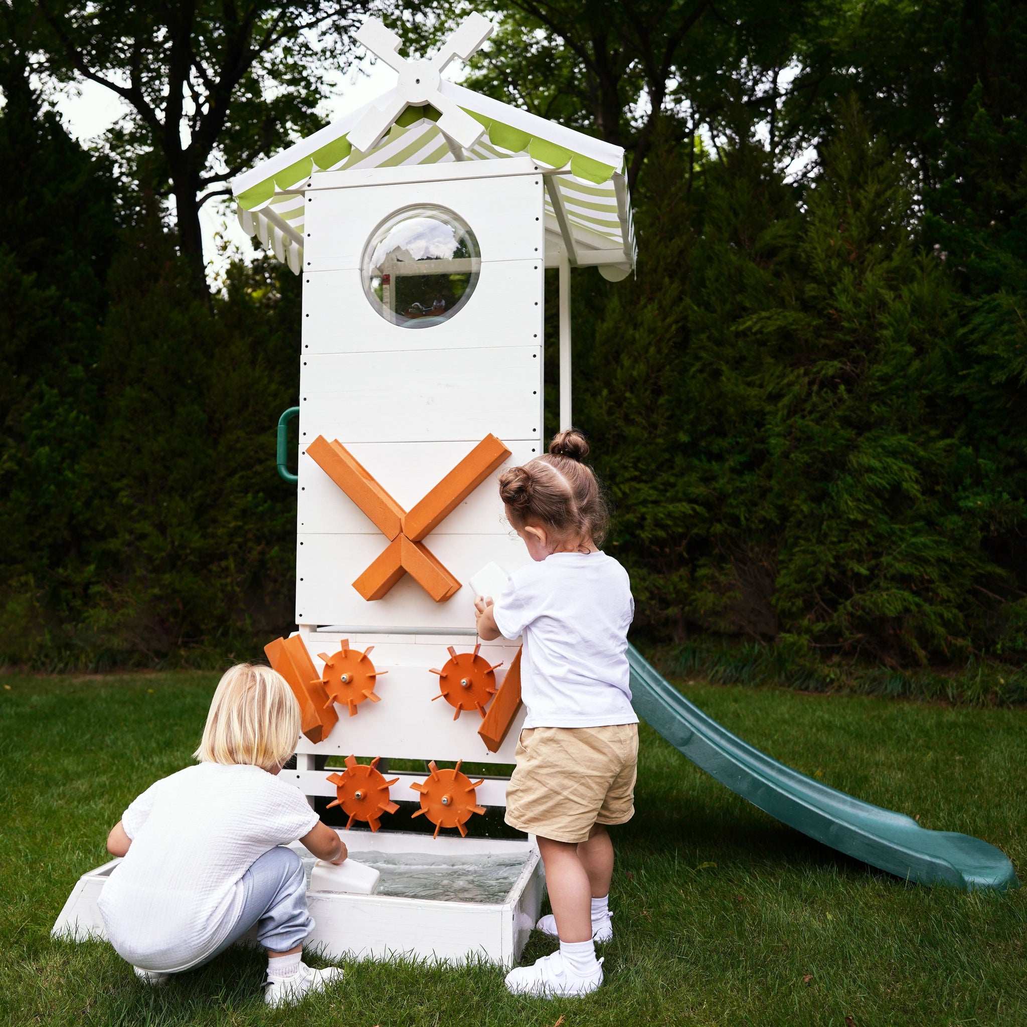 avenlur non-toxic sustainable wooden water play slide