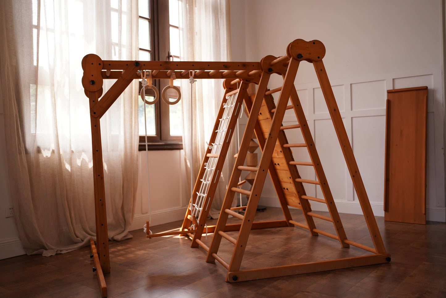 The Chestnut: 8-in-1 Montessori Wooden Climbing Gym & Slide for Toddlers and Kids 2-8 | Indoor/Outdoor Playground Set