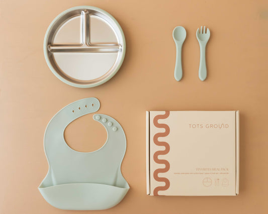 Tots Ground Complete Eco-Friendly Stainless Steel Baby and Toddler Feeding Set | Sage Green
