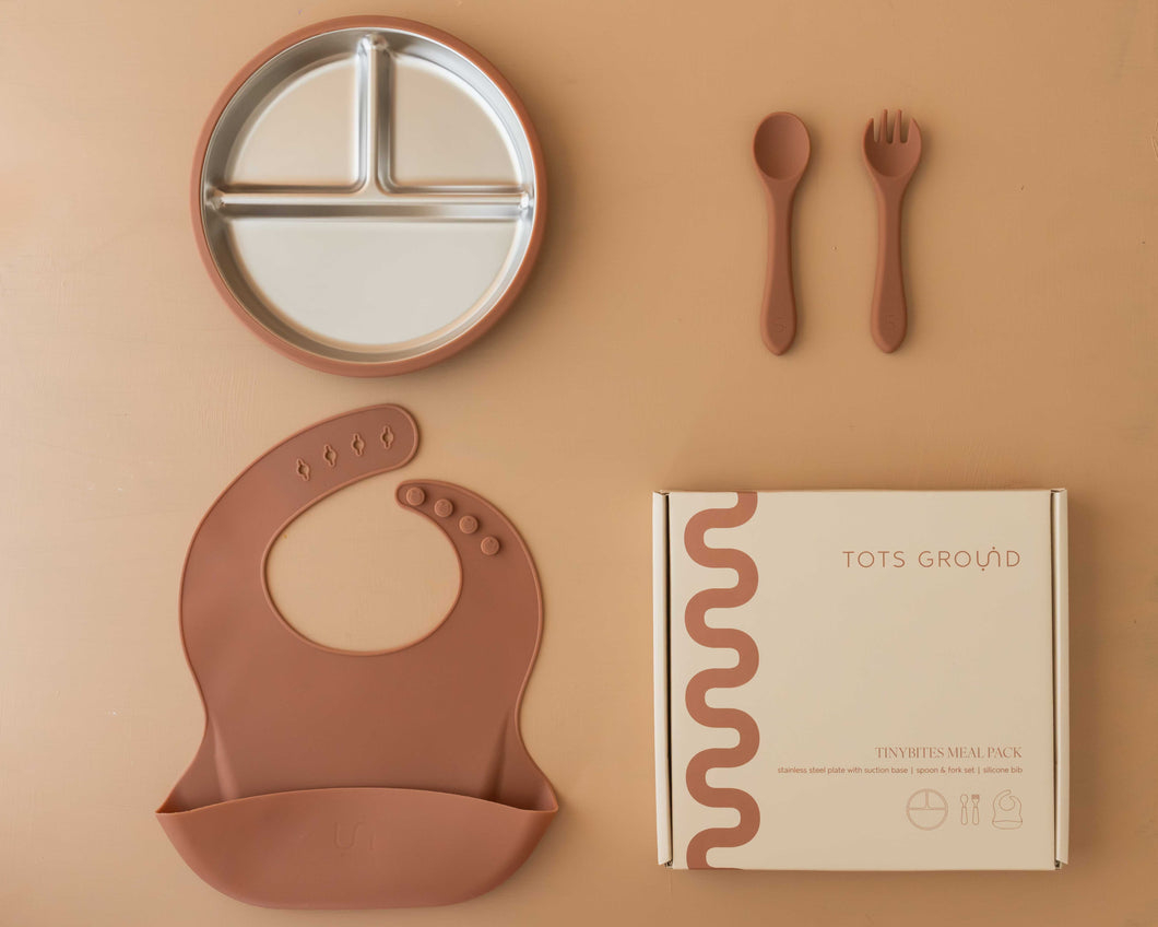 Tots Ground Complete Eco-Friendly Stainless Steel Baby and Toddler Feeding Set | Mocha Mousse