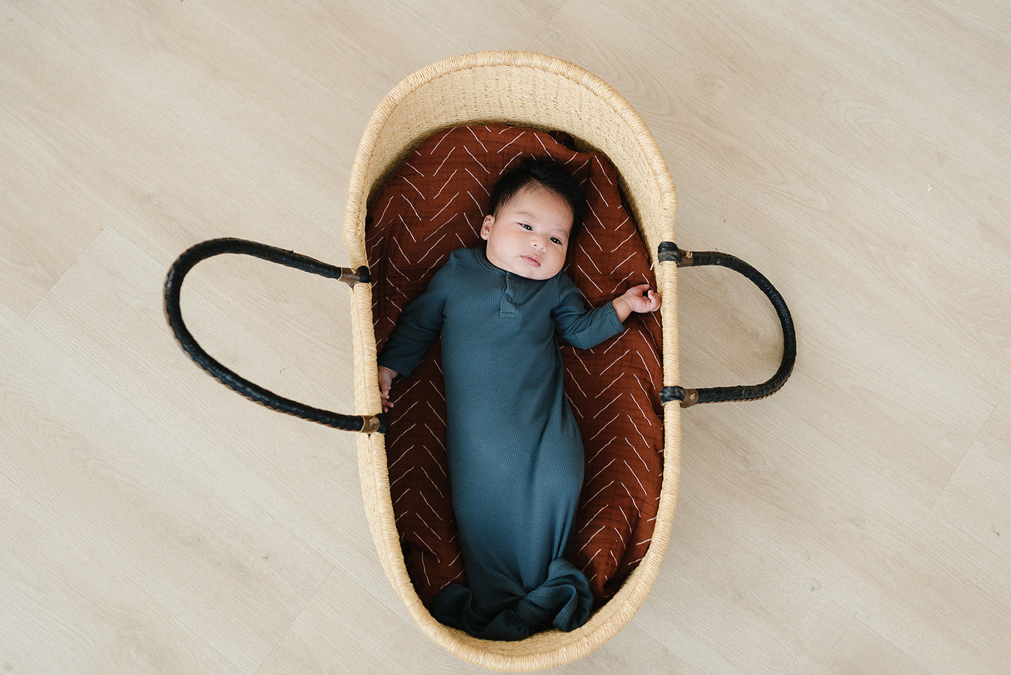 Mebie Baby Organic Cotton Ribbed Knot Gown | Navy