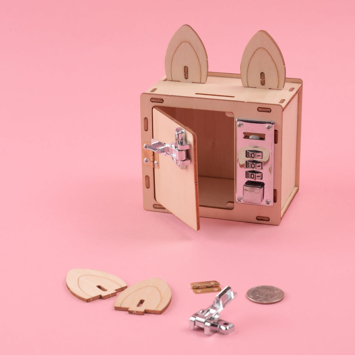Kitsville Combination Lock Box & Phone Holder DIY Kit – Wooden STEM Building Kit for Kids 8+