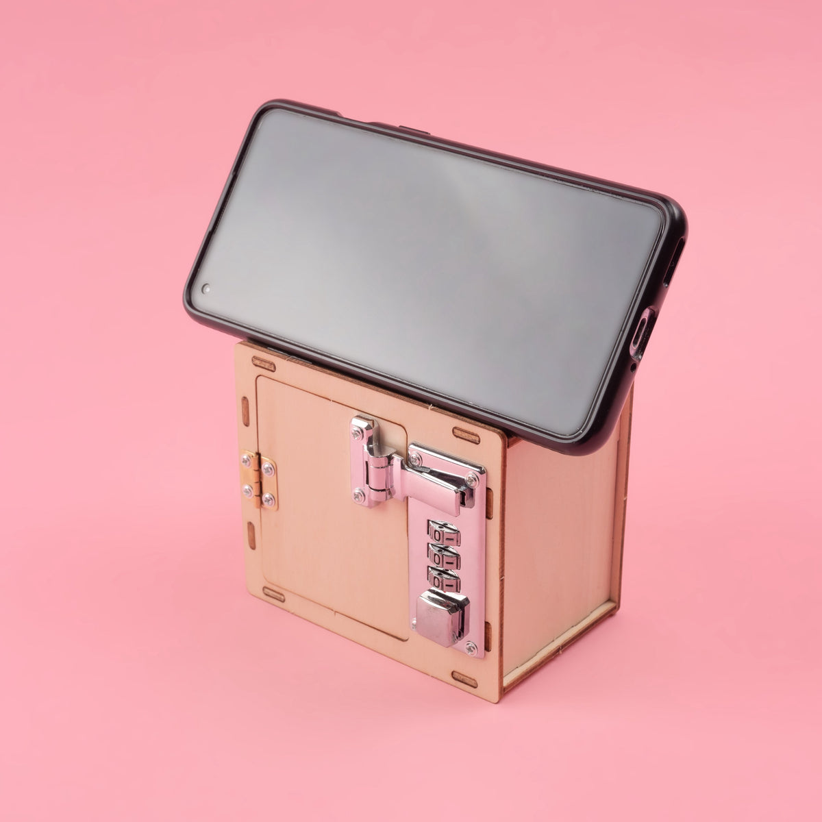 Kitsville Combination Lock Box & Phone Holder DIY Kit – Wooden STEM Building Kit for Kids 8+
