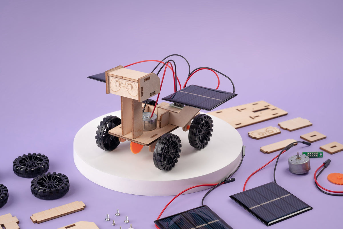 Kitsville Solar Mars Rover DIY Kit – Wooden STEM Building Kit for Kids 8+