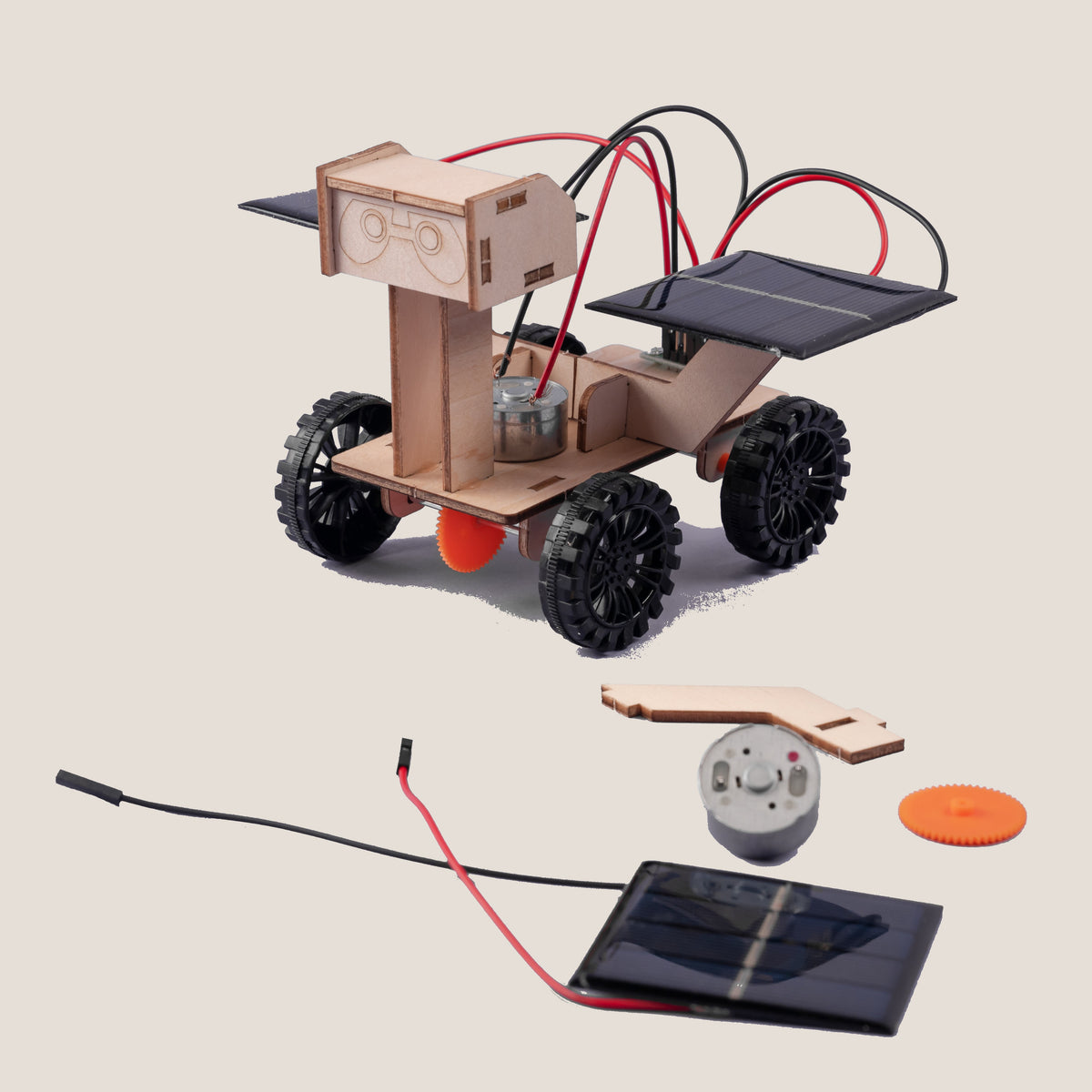 Kitsville Solar Mars Rover DIY Kit – Wooden STEM Building Kit for Kids 8+