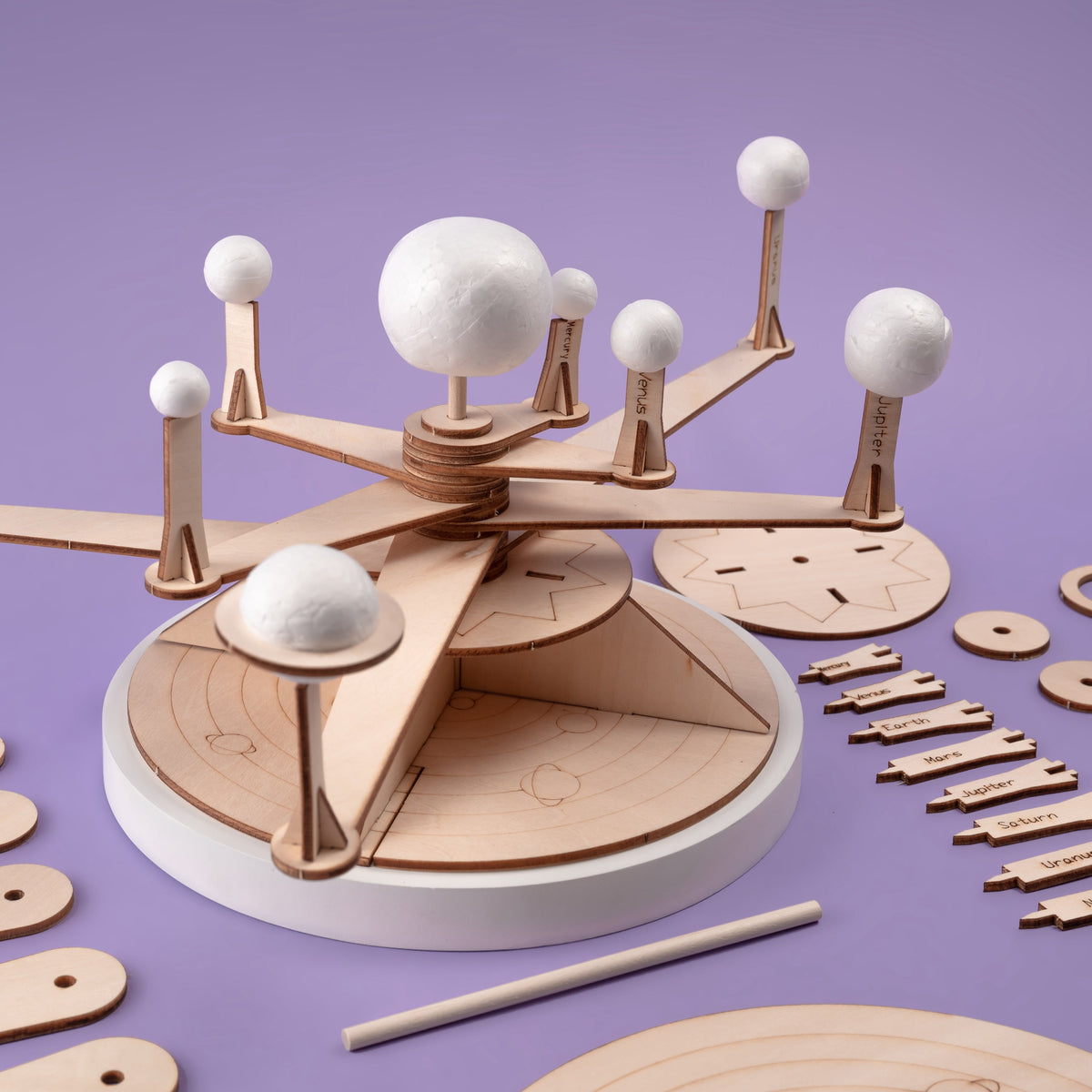 Kitsville Solar System Model DIY Kit – Wooden STEM Building Kit for Kids