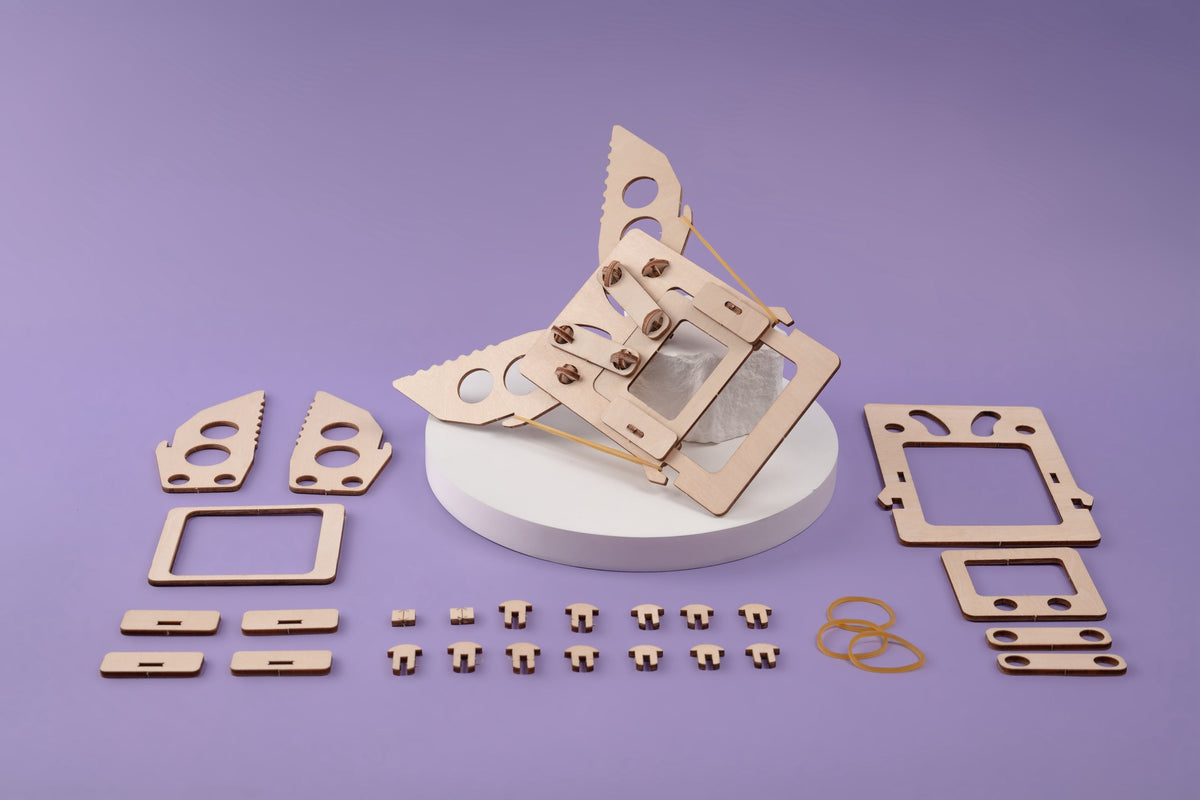 Kitsville Mechanical Claw DIY Kit – Wooden STEM Building Kit for Kids 6+