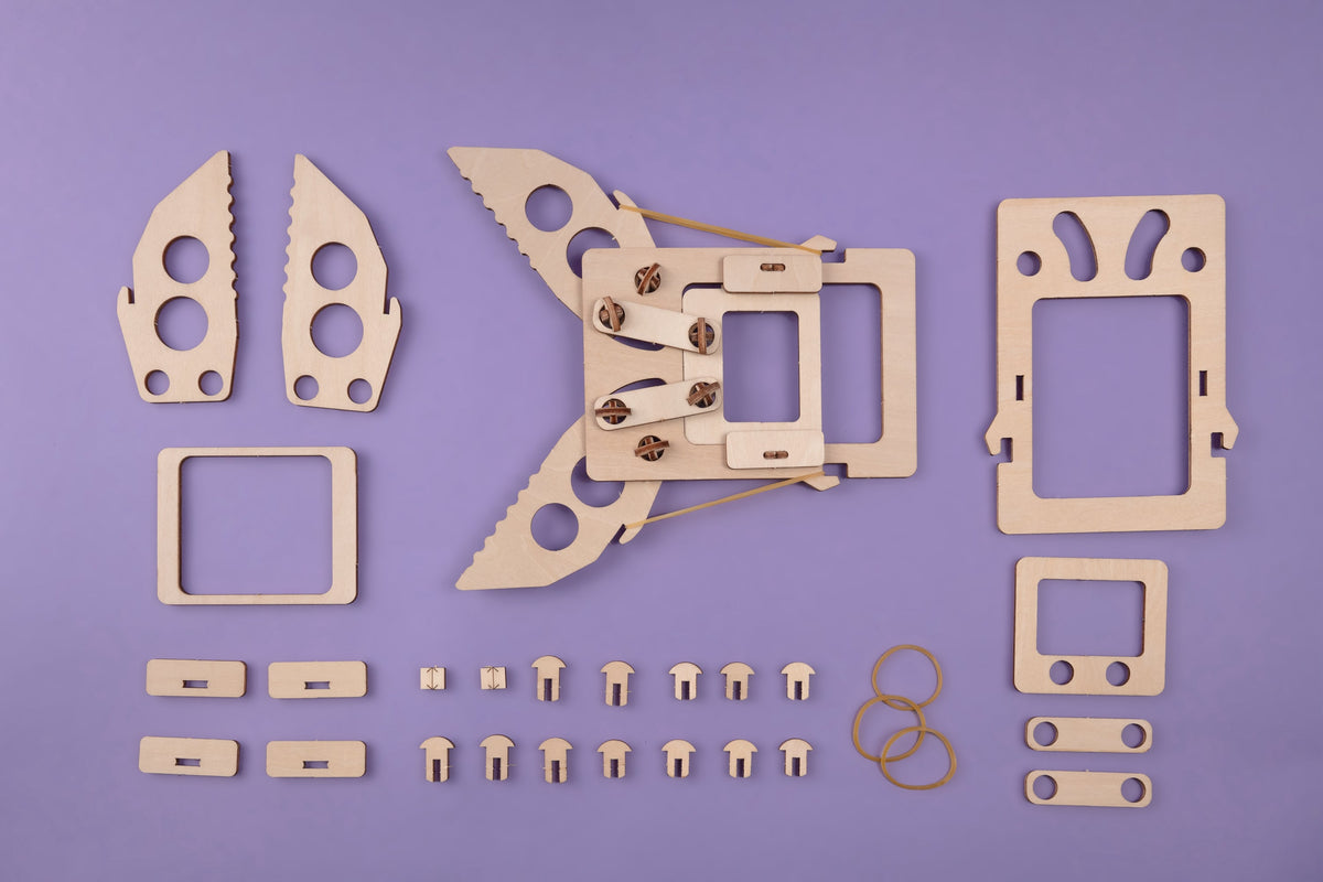 Kitsville Mechanical Claw DIY Kit – Wooden STEM Building Kit for Kids 6+