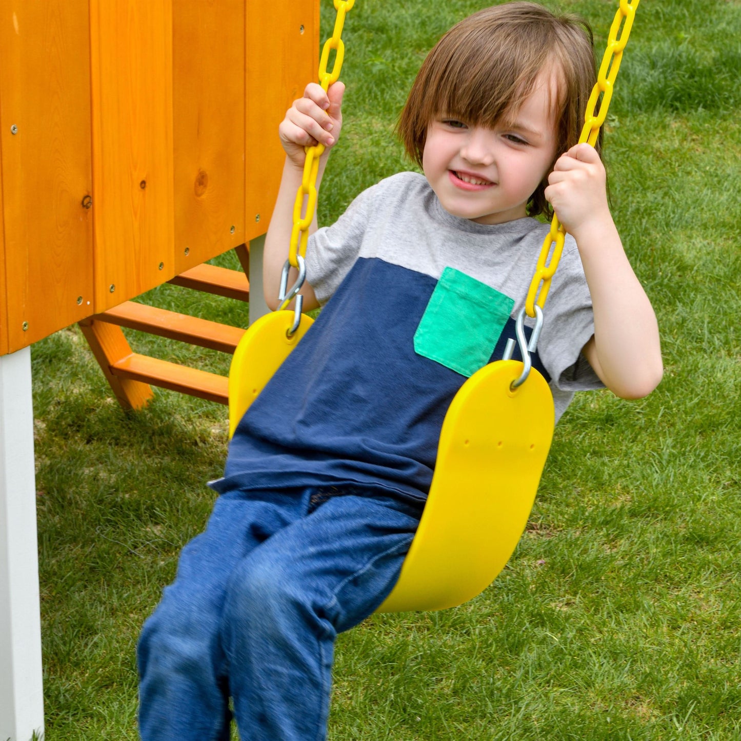 Avenlur Forest: Toddler-Friendly Small Eco-Friendly Non-Toxic Wooden Swing Set with Slide, Fort & Rock Wall