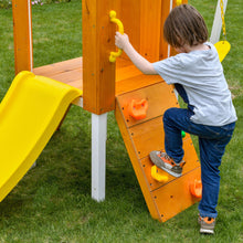 Load image into Gallery viewer, Avenlur Forest: Toddler-Friendly Small Eco-Friendly Non-Toxic Wooden Swing Set with Slide, Fort &amp; Rock Wall
