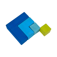 Load image into Gallery viewer, 12 Pcs STAINED Large Rainbow Wooden Creative Puzzle Square Blocks with Storage Tray
