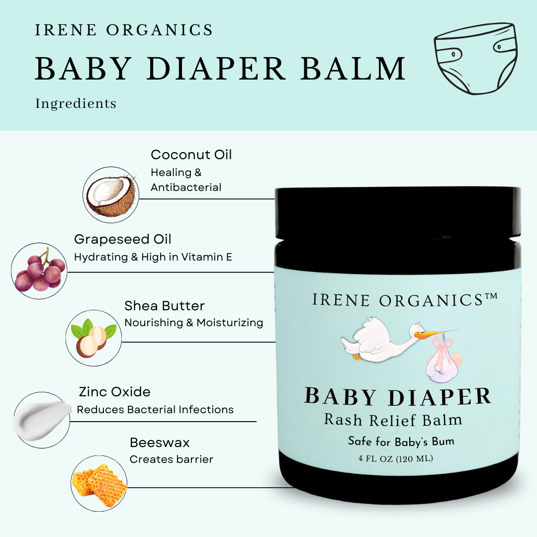 Irene Organics Diaper Balm - Zinc Oxide Barrier & Organic Soothers