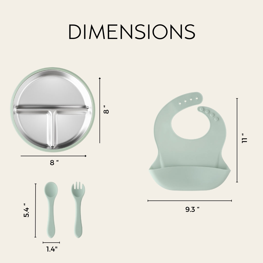 Tots Ground Complete Eco-Friendly Stainless Steel Baby and Toddler Feeding Set | Sage Green