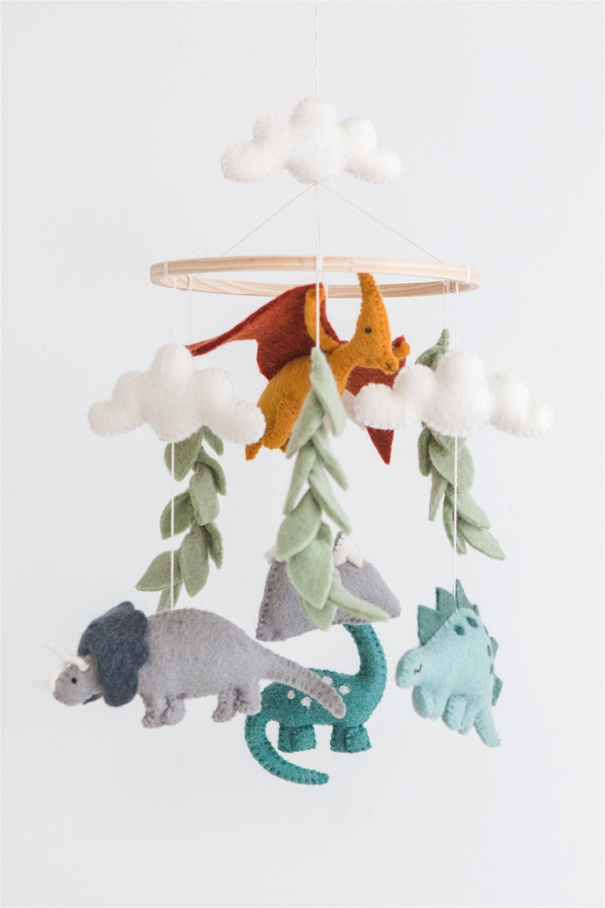 Dinosaur Crib Mobile – Handmade Wool Felt Nursery Decor