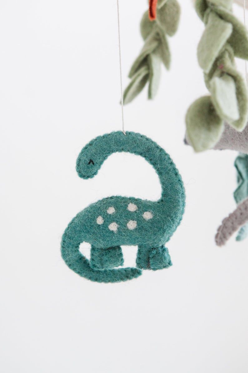 Dinosaur Crib Mobile – Handmade Wool Felt Nursery Decor