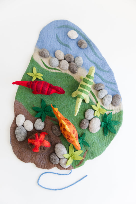 Dinosaur Play Mat & Toys – Handmade Wool Felt Play Set