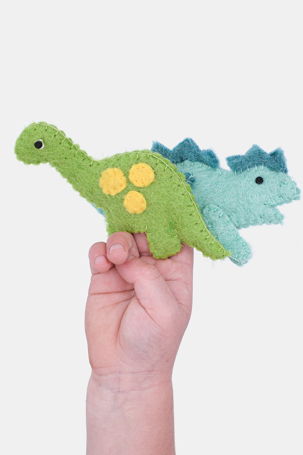 Dinosaur Finger Puppet Set – Handmade Wool Felt Pretend Play Toy