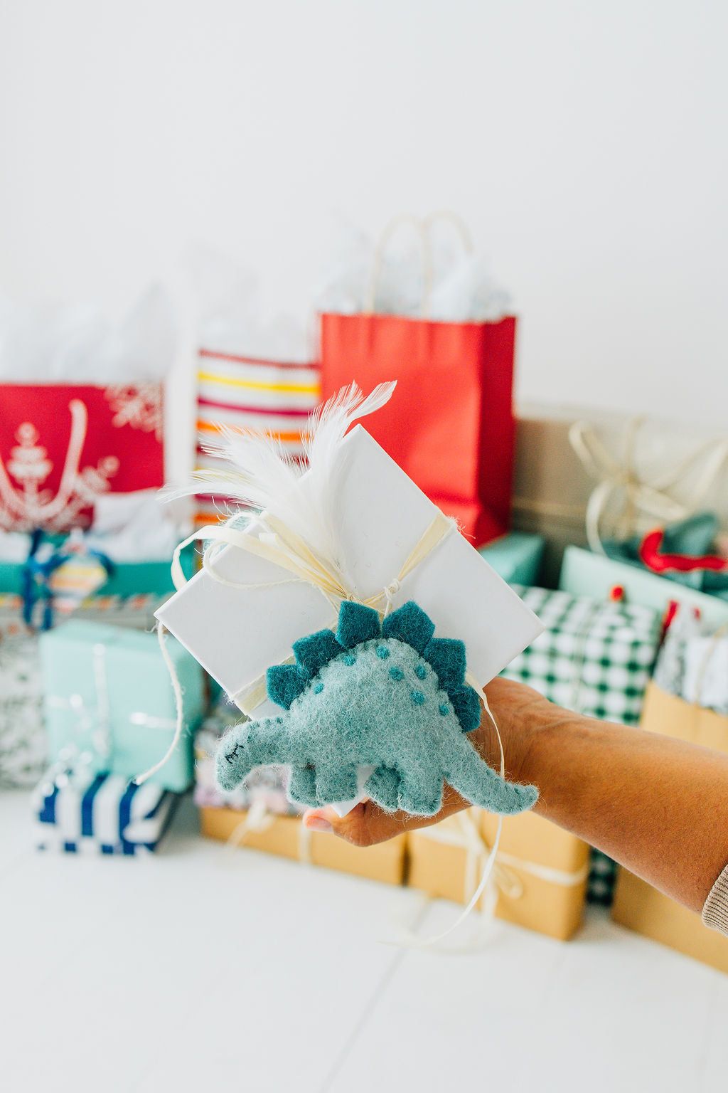 Stegosaurus Ornament – Handmade Wool Felt Holiday Decor