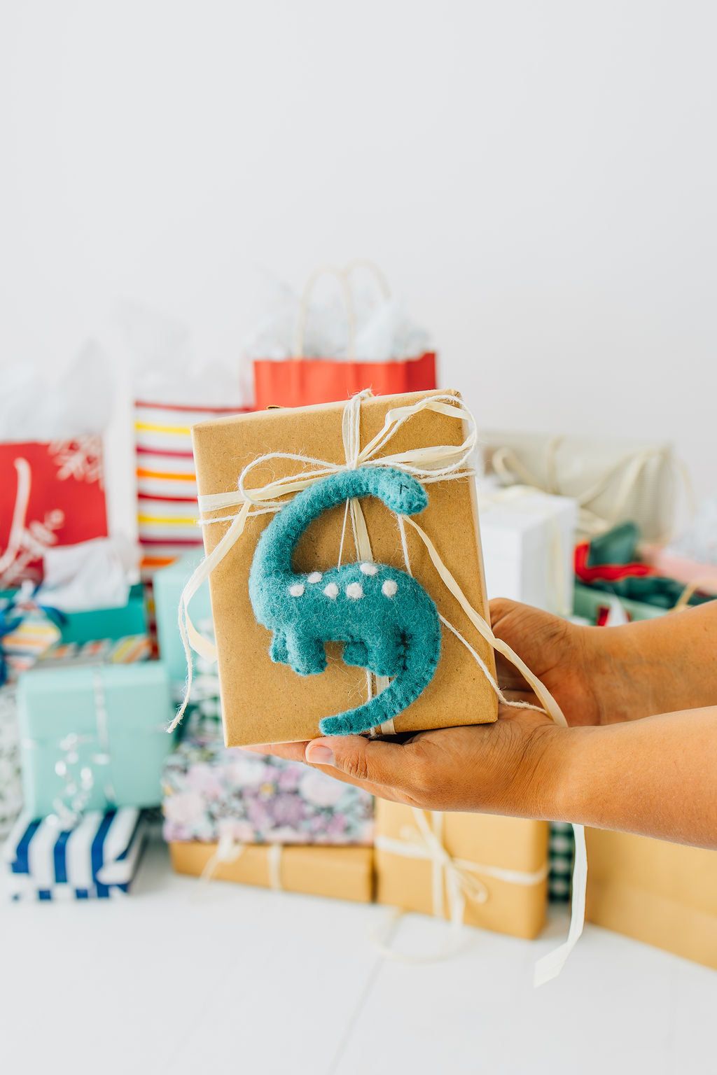 Brontosaurus Ornament – Handmade Wool Felt Holiday Decor