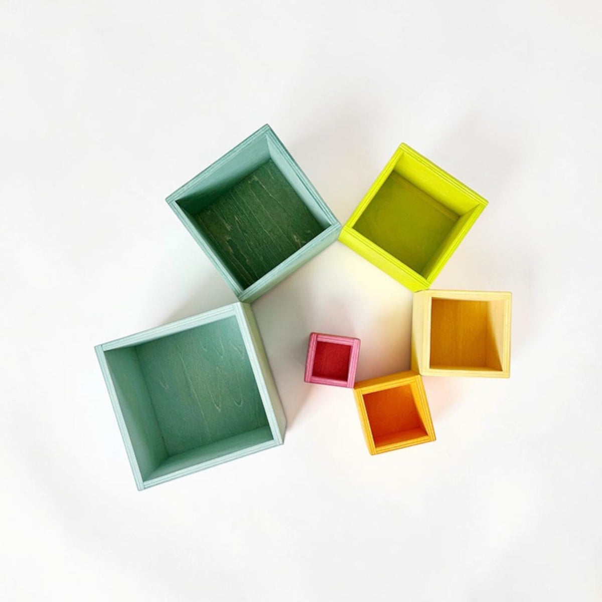 Green Elephant 6-Piece Pastel Wooden Nesting Boxes – Stacking & Sorting Toy