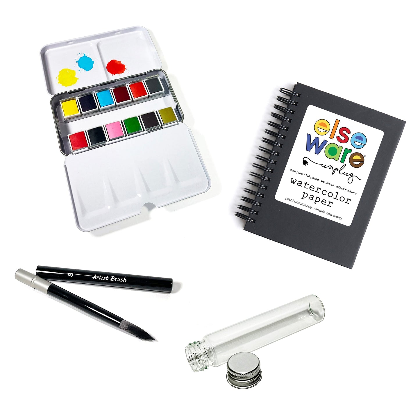 Watercolors To-Go Kit – Travel Friendly – 12 Colors