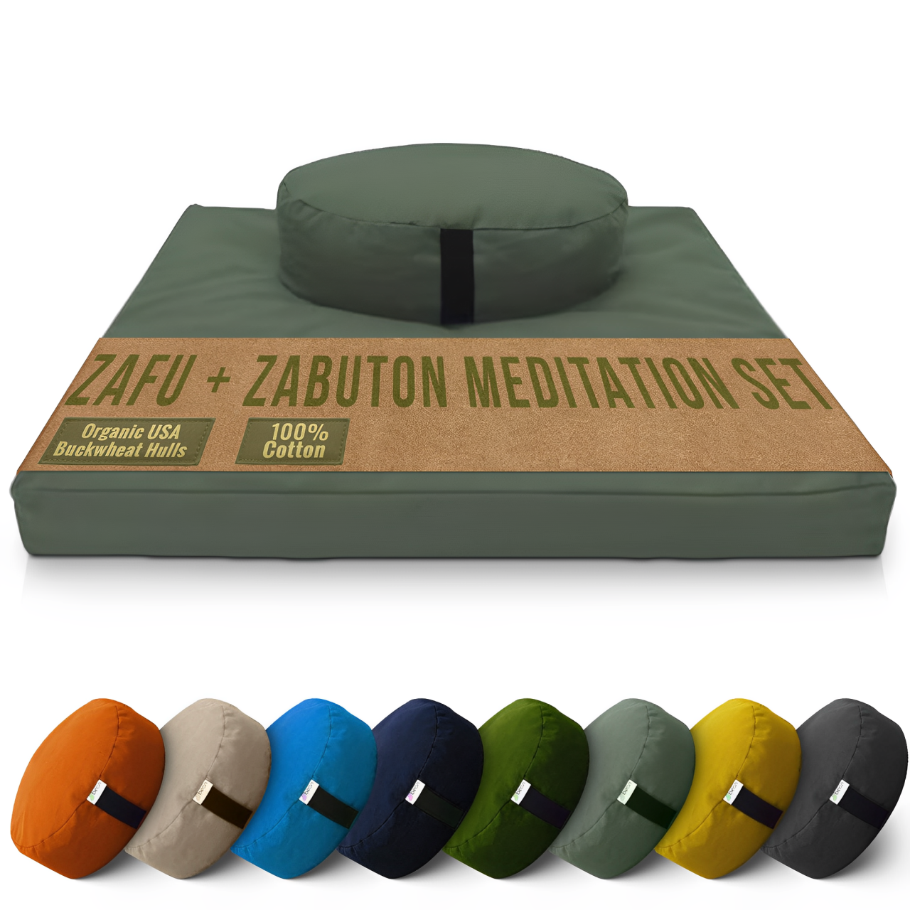 Meditation Cushion Set Zafu and Zabuton - Cotton ..Made in USA