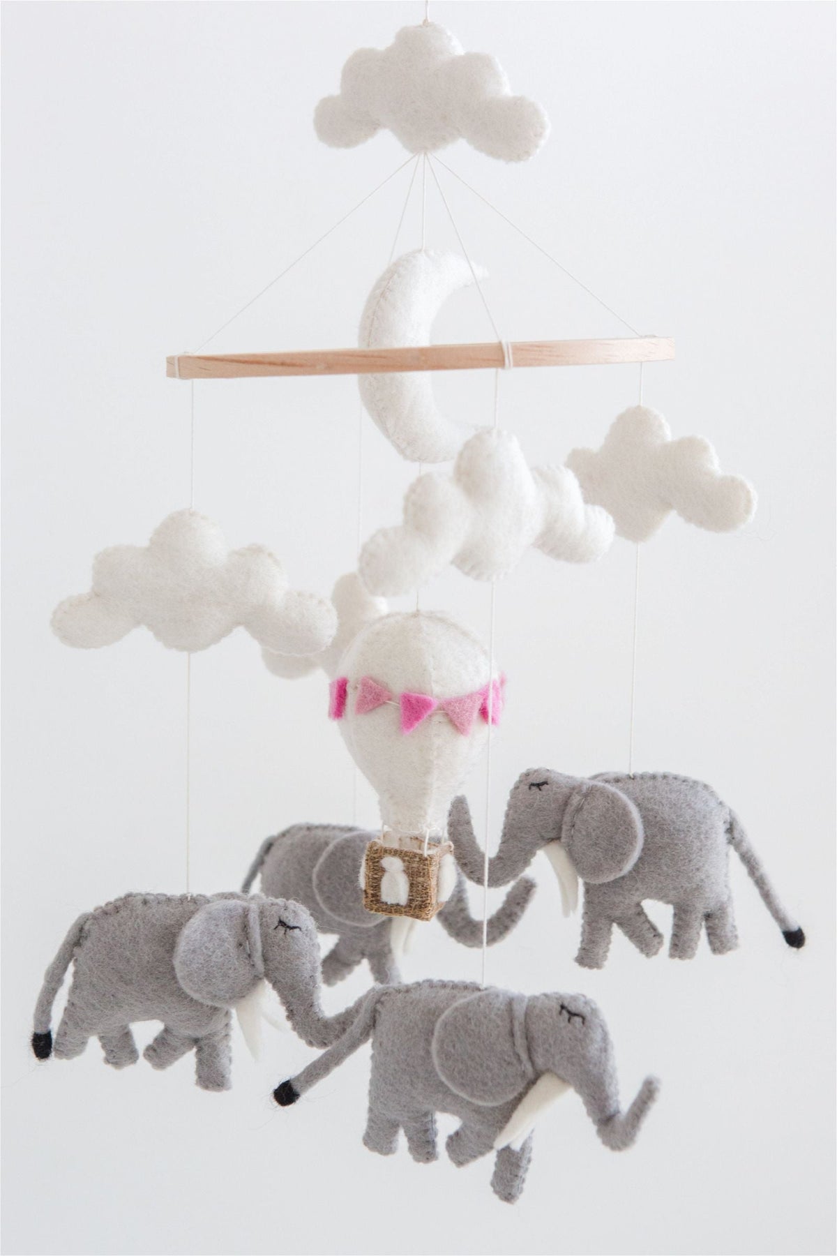 Elephant Crib Mobile – Handmade Wool Felt Nursery Decor