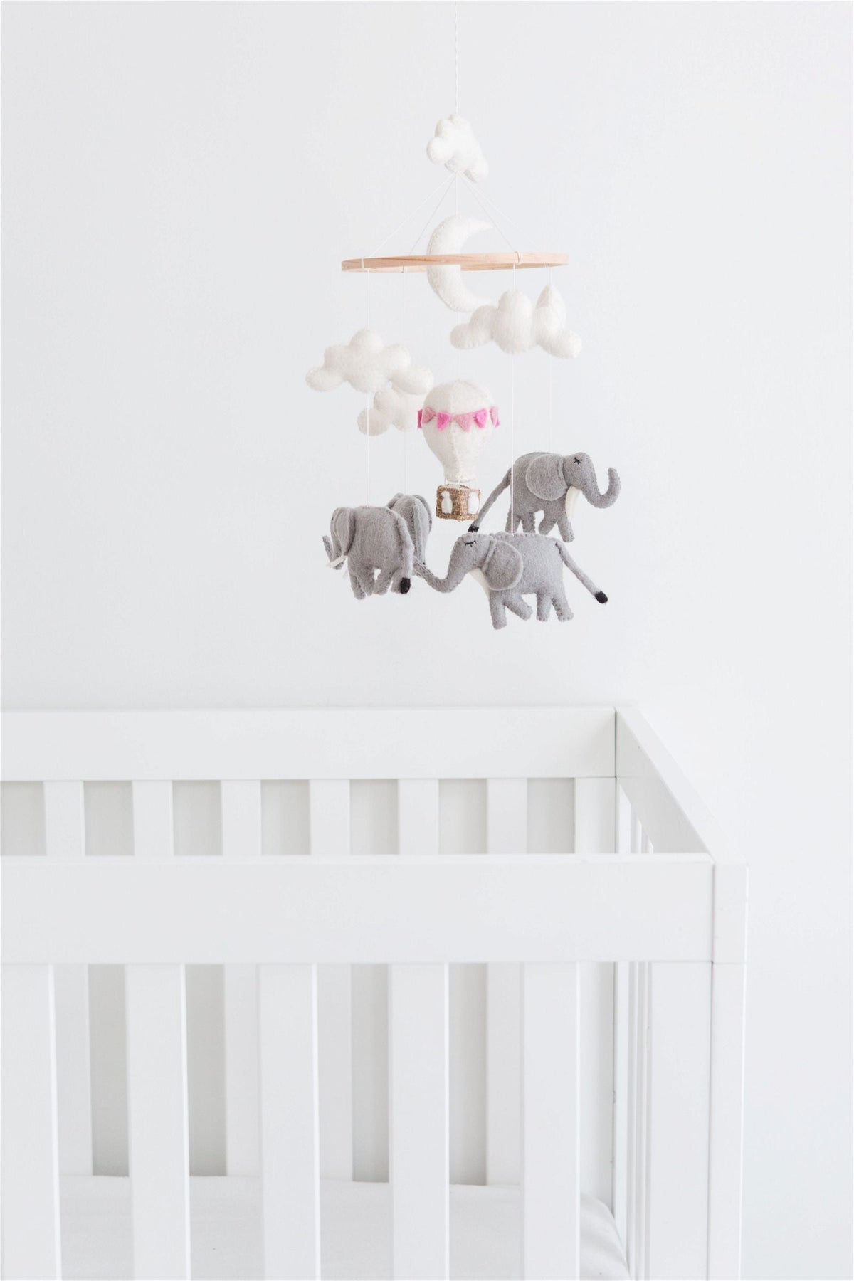 Elephant Crib Mobile – Handmade Wool Felt Nursery Decor