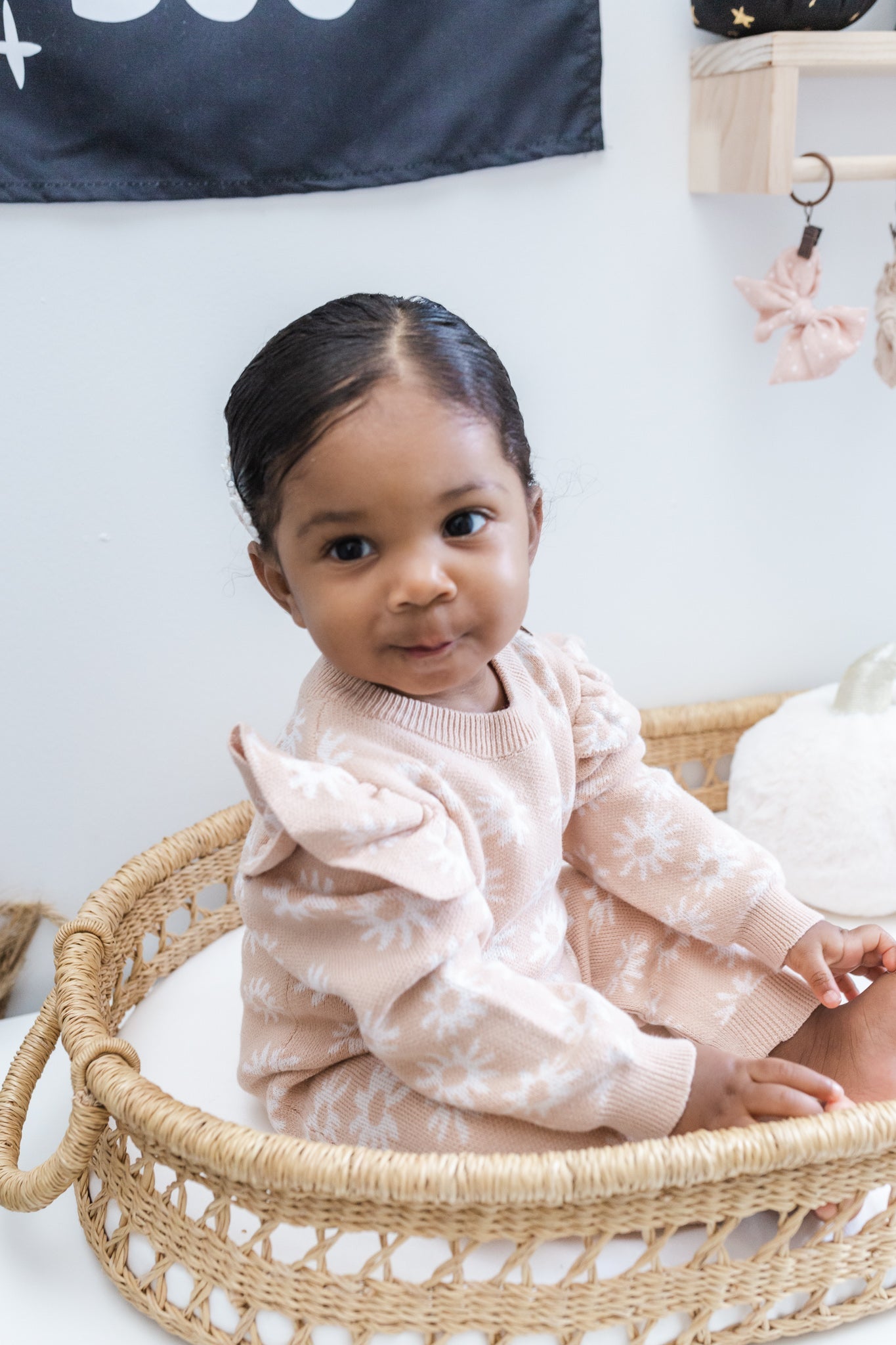 Luna + Luca Floral Neutral Baby Girl Bamboo Jumpsuit Onesie + Bow