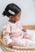 Load image into Gallery viewer, Luna + Luca Floral Neutral Baby Girl Bamboo Jumpsuit Onesie + Bow
