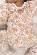 Load image into Gallery viewer, Luna + Luca Floral Neutral Baby Girl Bamboo Jumpsuit Onesie + Bow
