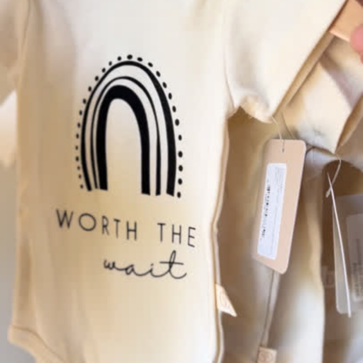 Worth The Wait Rainbow Organic Cotton Baby Bodysuit – Short Sleeve, 0–18M