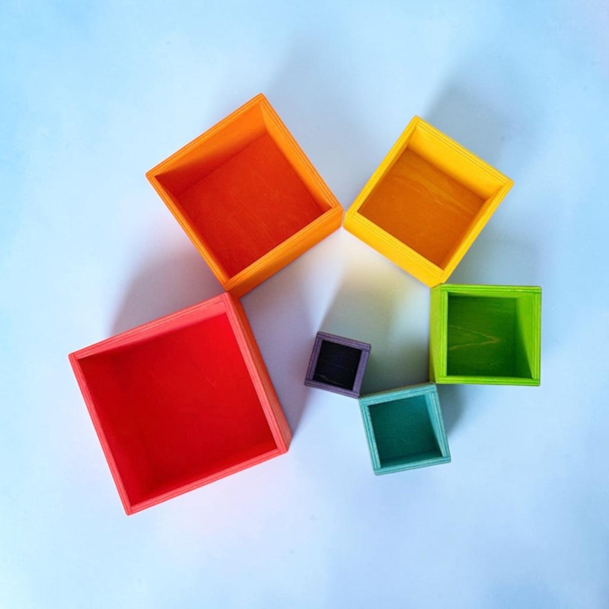 Green Elephant 6-Piece Rainbow Wooden Nesting Boxes – Stacking & Sorting Toy