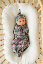 Load image into Gallery viewer, Mebie Baby Green Plaid Sustainable Bamboo Stretch Swaddle
