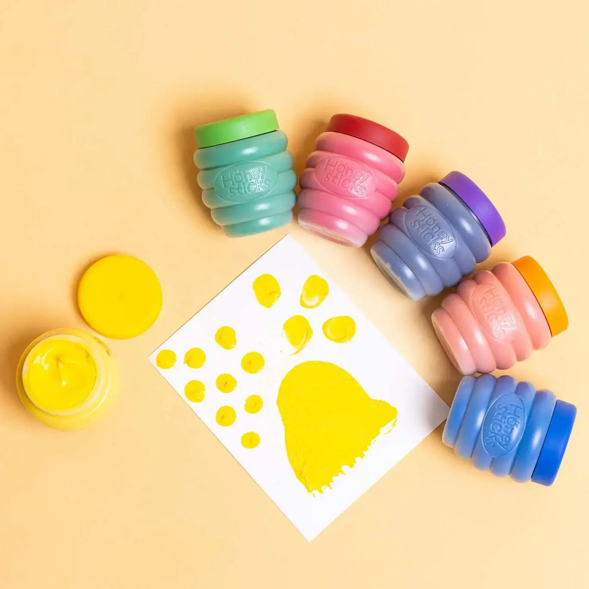 Honeysticks Non-Toxic Finger Paints for Toddlers – Thick, Washable, 6 Colors