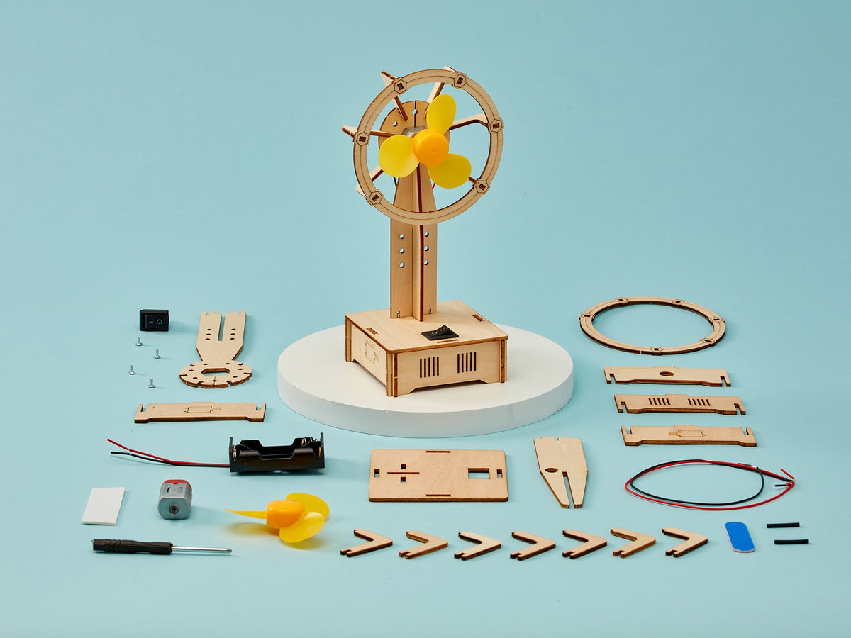 Kitsville Electric Fan DIY Kit – Wooden STEM Building Kit for Kids 8+