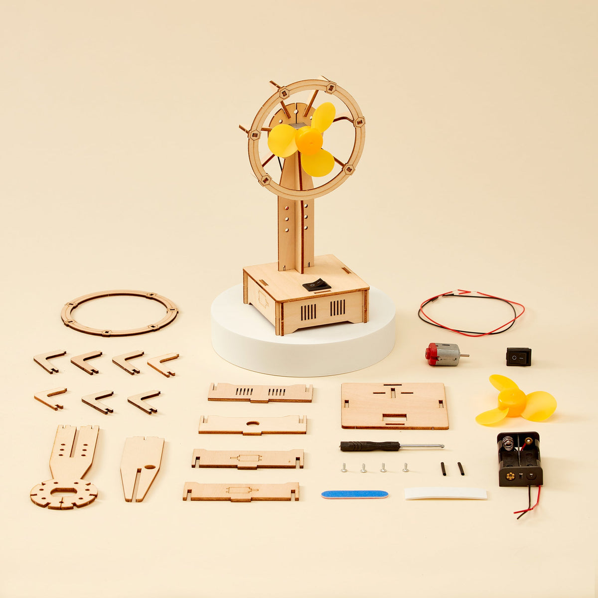 Kitsville Electric Fan DIY Kit – Wooden STEM Building Kit for Kids 8+