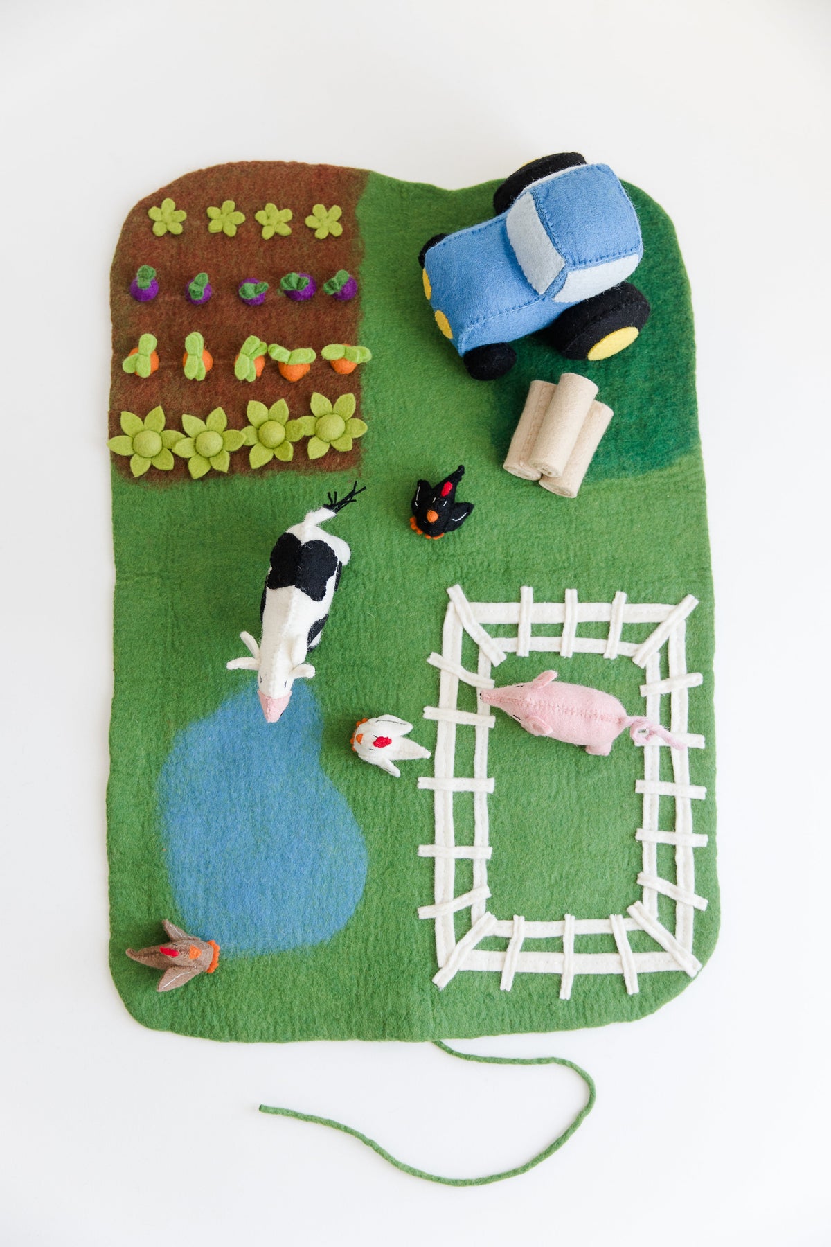 Farm Play Mat & Toys – Handmade Wool Felt Play Set