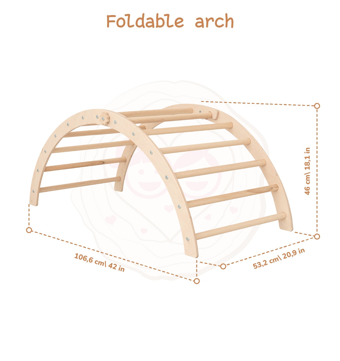 Wood and Hearts Eco-Friendly Wooden Montessori Foldable Pikler Triangle and Arch Climber Set