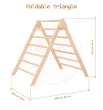 Load image into Gallery viewer, Wood and Hearts Eco-Friendly Wooden Montessori Foldable Pikler Triangle and Arch Climber Set
