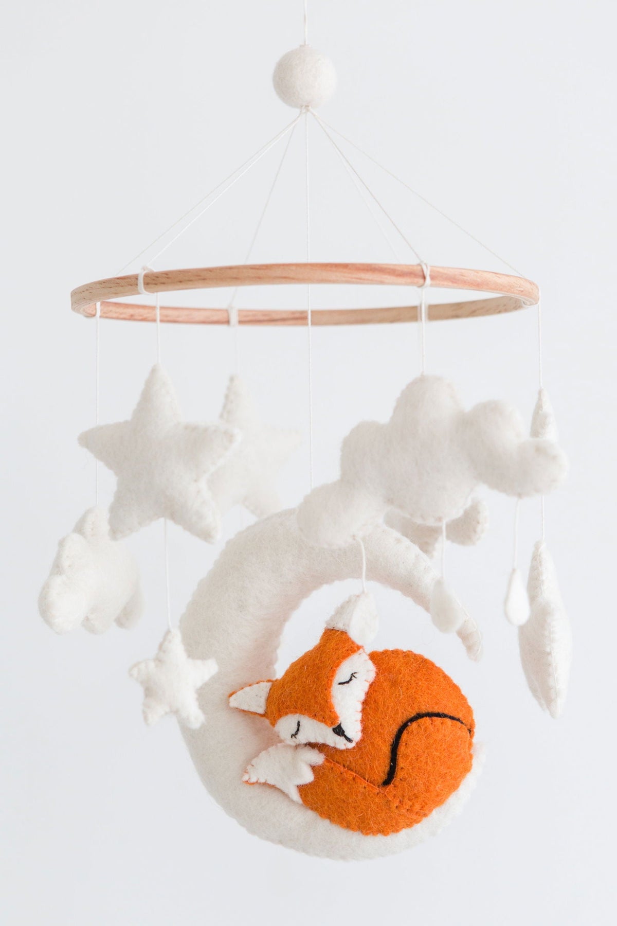 Fox Crib Mobile – Handmade Wool Felt Nursery Decor