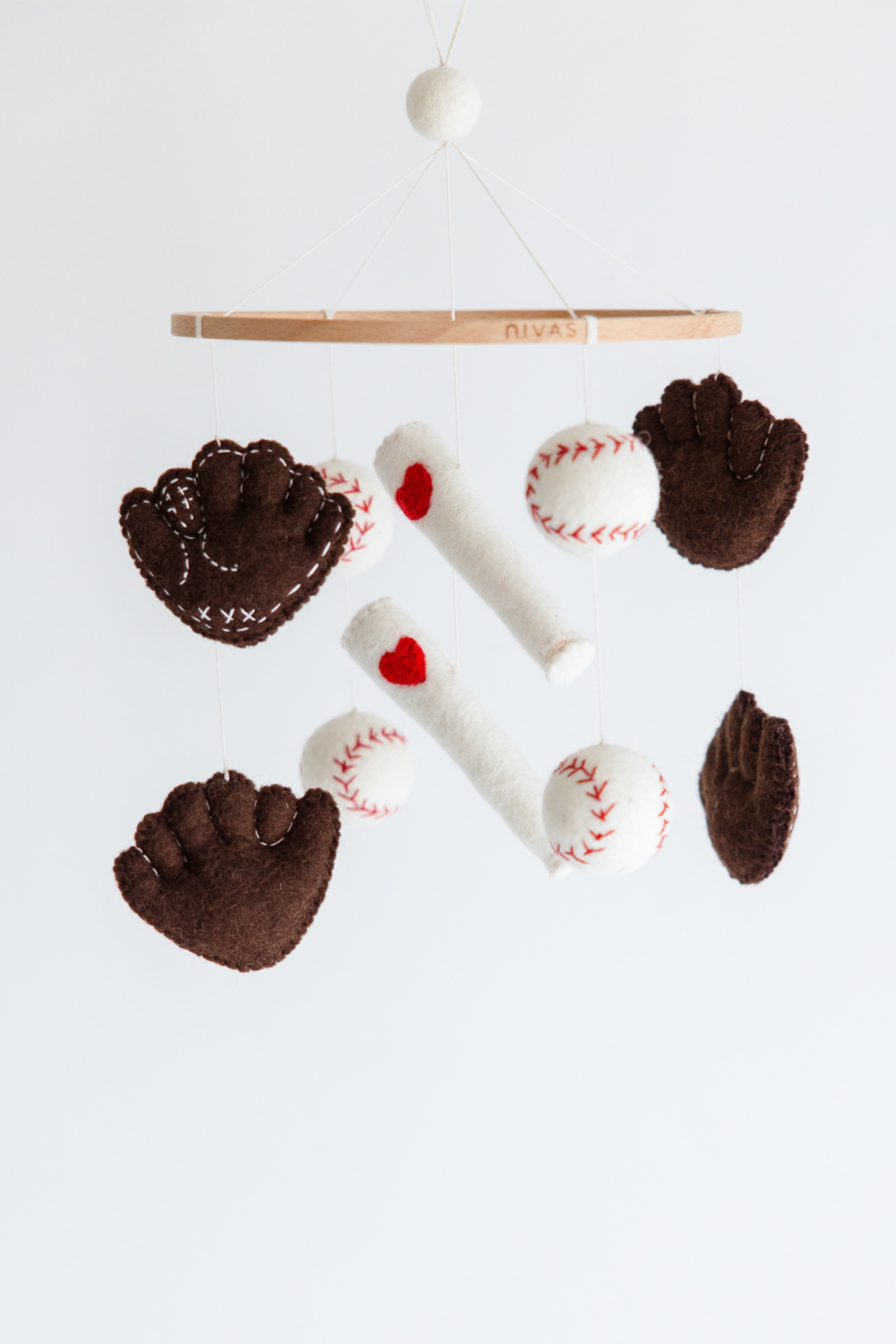 Baseball Crib Mobile – Handmade Wool Felt Nursery Decor