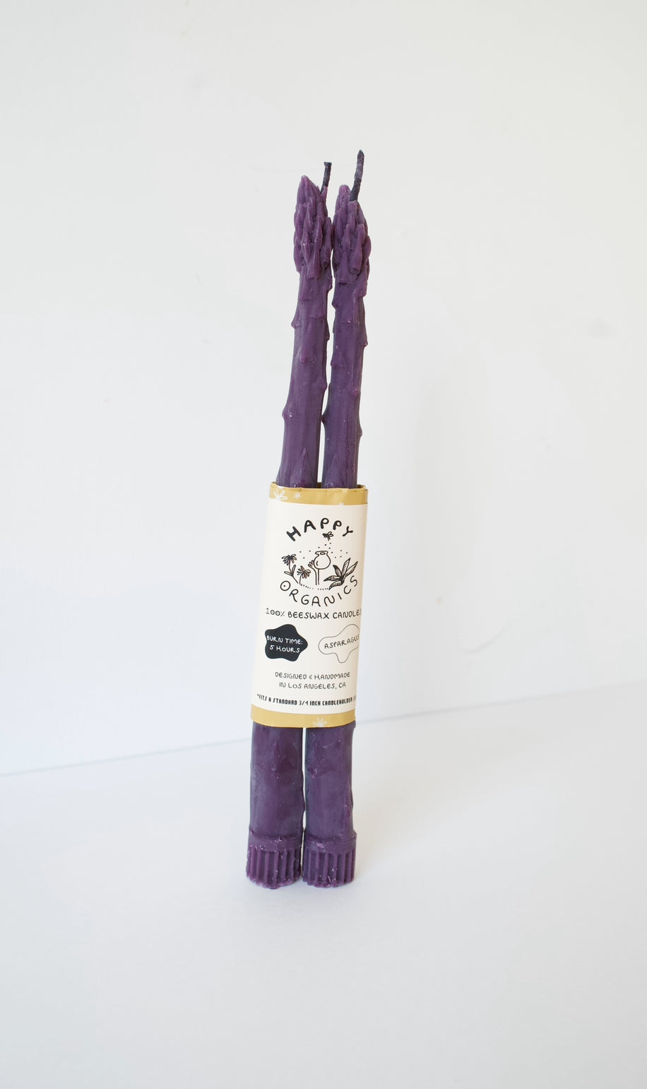 Purple Asparagus Taper Beeswax Candles Pair