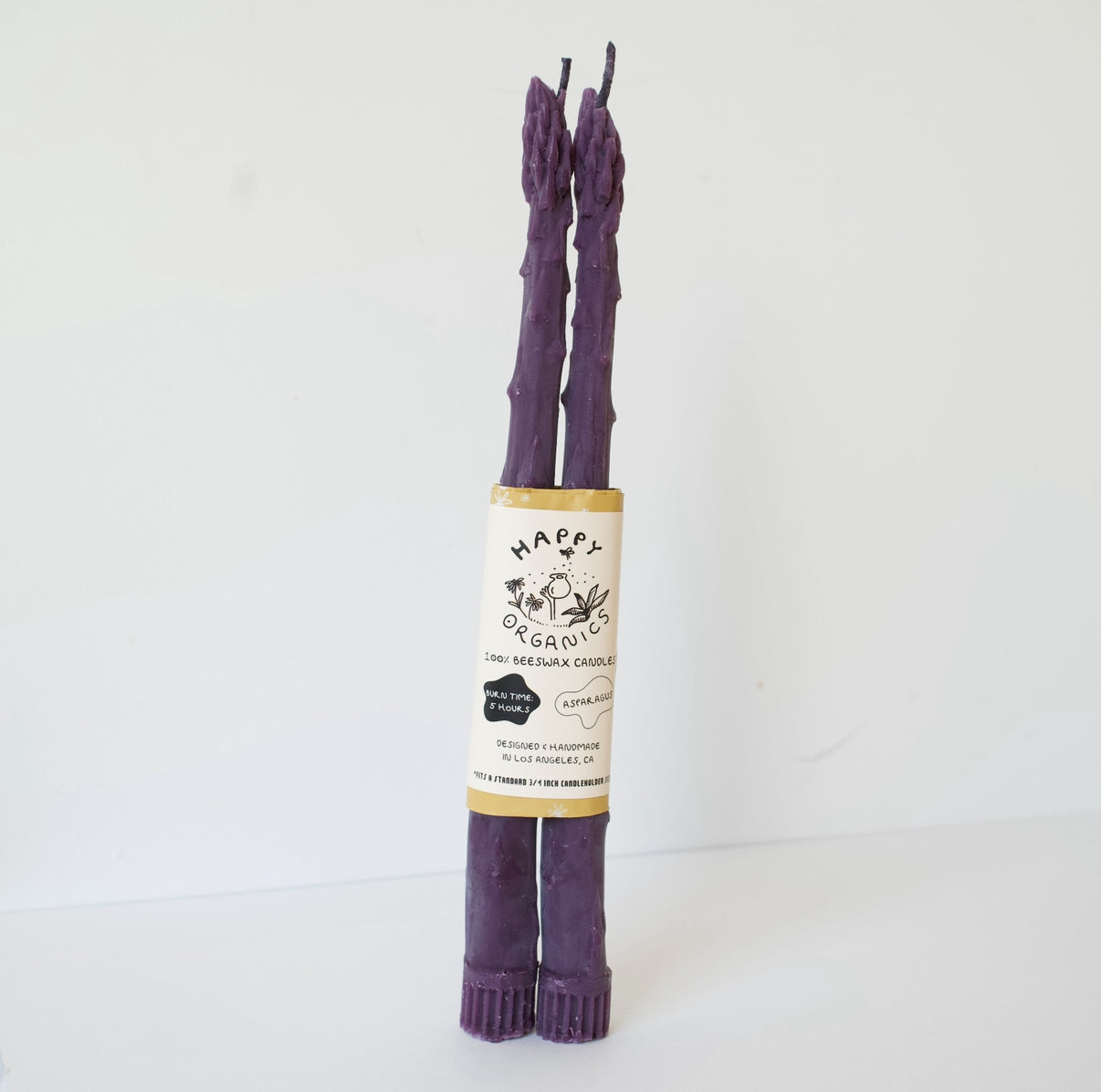 PURPLE ASPARAGUS TAPER BEESWAX CANDLES PAIR