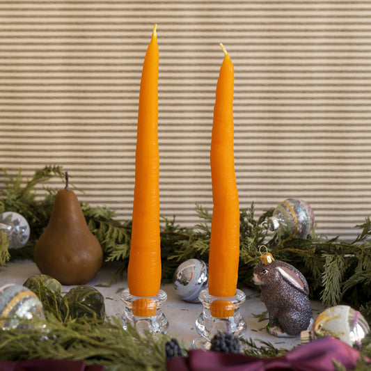 Beeswax Carrot Taper Candles- Set of 2