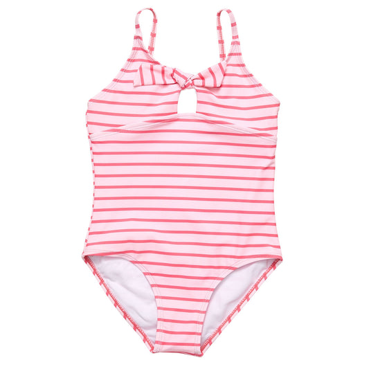 Coral Stripe Sustainable Bow Swimsuit