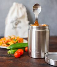 Load image into Gallery viewer, Ecozoi 17 oz Eco-Friendly Stainless Steel Insulated Food Jar with Spork &amp; Lunch Bag
