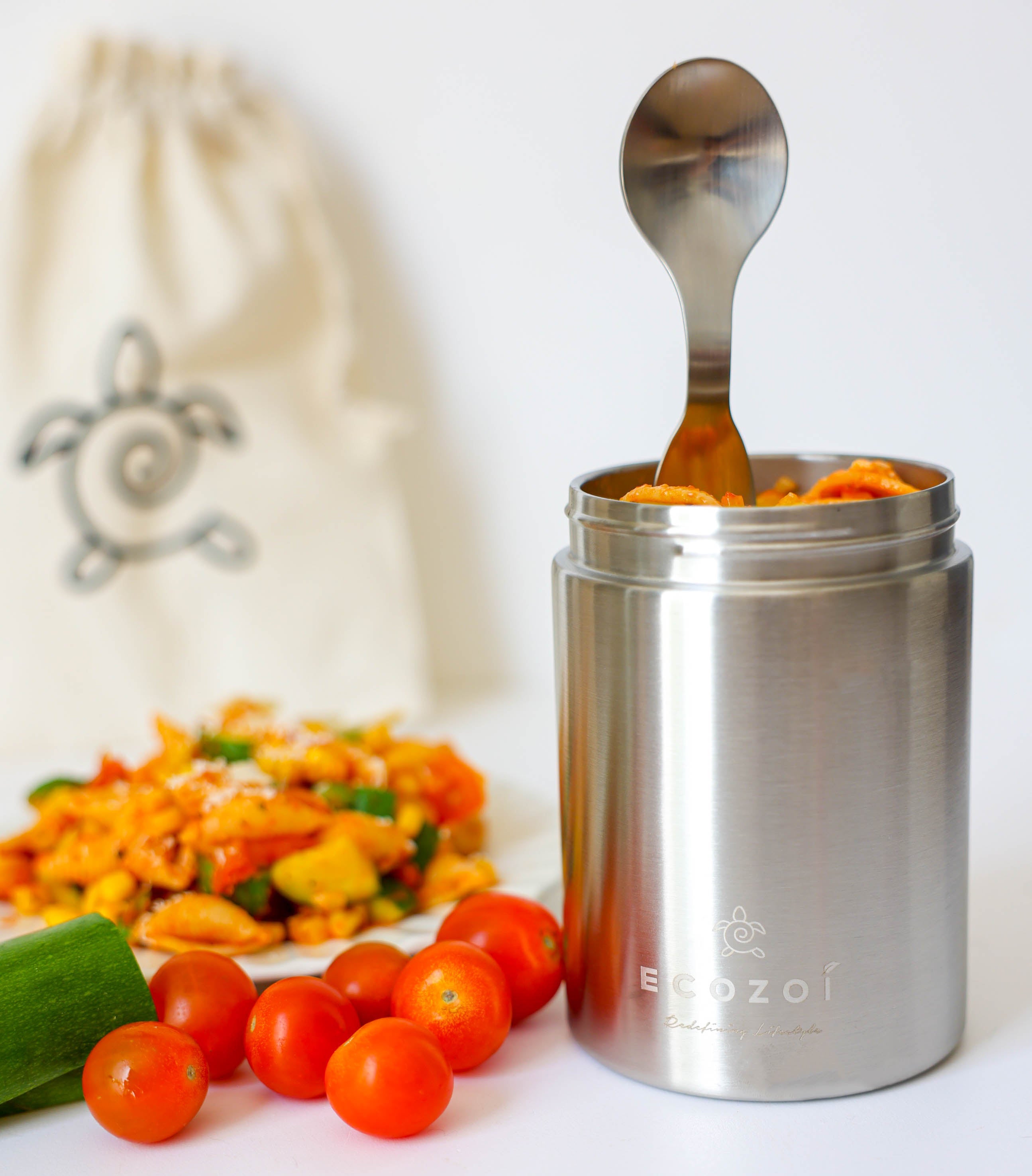 Ecozoi 17 oz Insulated Food Jar with Spork & Lunch Bag - Thumbnail 2