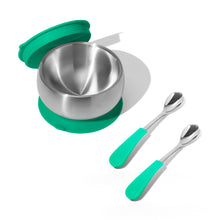 Load image into Gallery viewer, Avanchy Stainless Steel Eco-friendly Baby Suction Bowl with Lid + Spoon
